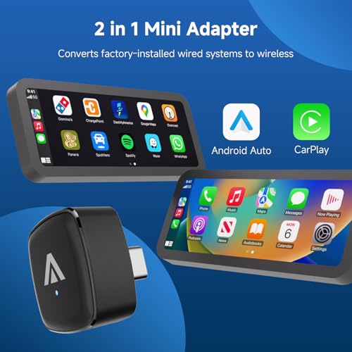D7 Mini USB C Wireless CarPlay Android Auto Adapter 2in1 Alloy Shell - style: USB-C