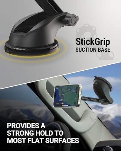 Scosche MagicMount SMSWDEX MagSafe Car Mount, Magnetic Phone Holder for Car Windshield/Dashboard, Suction Cup Phone Mount Compatible with iPhone 16 15 14 13 12 Pro Max Plus Mini Mag Safe Accessories - size: 1 Pack, style: Window / Dash Extendo Suction