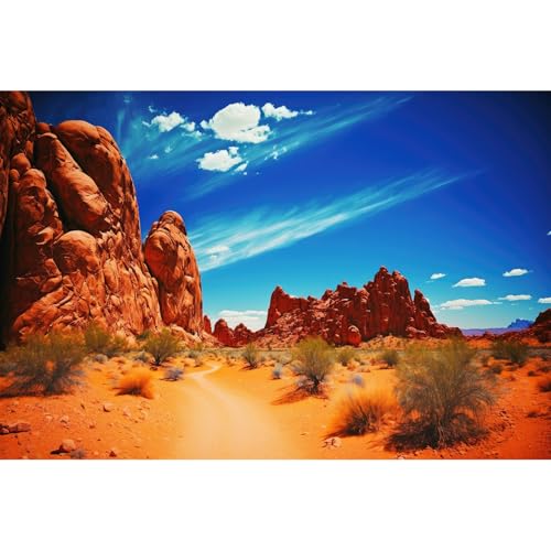 Reptile Habitat Background Desert with Red Rock Formations and Bright Blue Sky Terrarium Background Desert Gobi Red Rock Natural Landscape Pets Backdrop Background Fish Tank Aquarium Backdrop 24x12in - color: Rock Red, size: 24(W)x12(H)inches/ 60(W)*30cm(