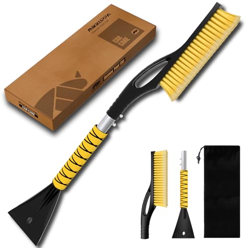 MIKKUPPA 27" Snow Brush and Ice Scrapers for Car Windshield, Yellow - color: Yellow