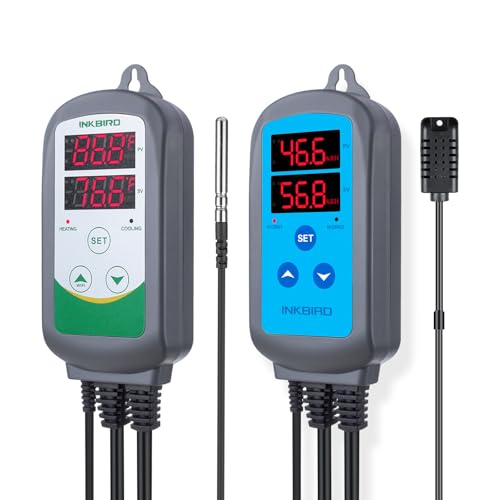 Inkbird Humidity Controller and Temperature Controller for Plant Grow Tent Greenhouse, for Humidifier and Dehumidifier, Heating and Cooling