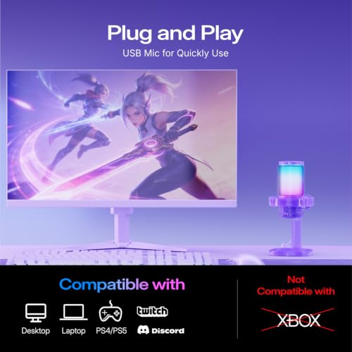 MAONO DGM20 USB Gaming Microphone for PC with Clear Voice & RGB Lighting - color: Purple