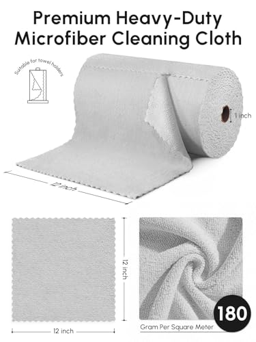 Microfiber Cleaning Cloths Roll 75 Pack 12x12 Inch Lint Free - color: Grey