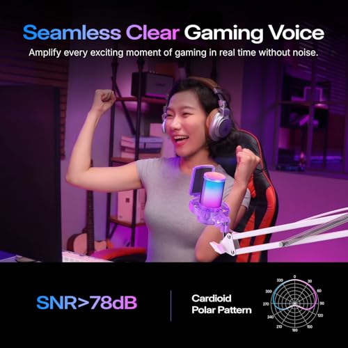 MAONO DGM20 USB Gaming Microphone for PC with Clear Voice & RGB Lighting - color: Purple