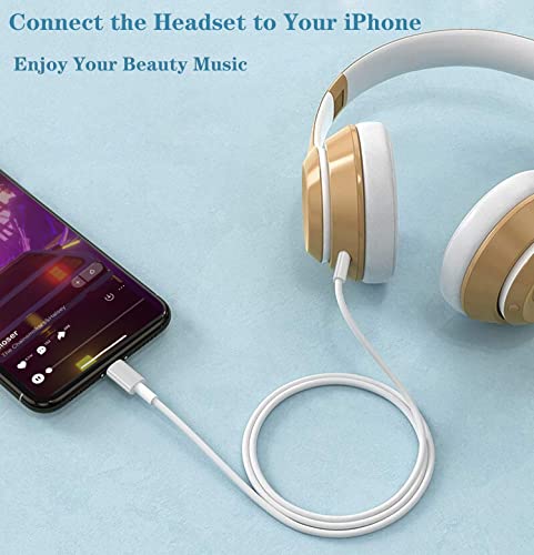 Wahbite Lightning to 3.5mm Audio Cable Compatible with iPhone 13/12/11/XR/XS/X/8/7/6 Plus/SE 2, iPad - color: White