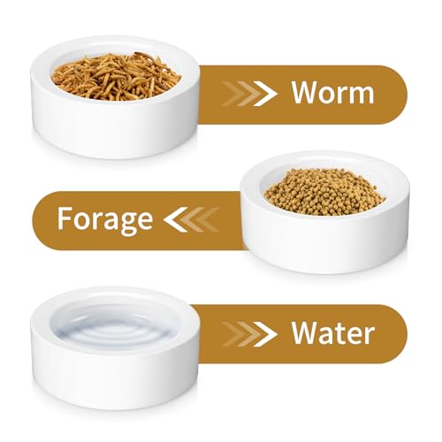 Meanplan 4 Pcs Reptile Bowl Food Dish Reptile Water Food Feeding Dish Ceramic Worm Pet Bowl Anti Escape Feeder for Lizard Anoles Chameleon Bearded Dragon Hermit Crab(2.71 Inch) - size: 2.71 Inch