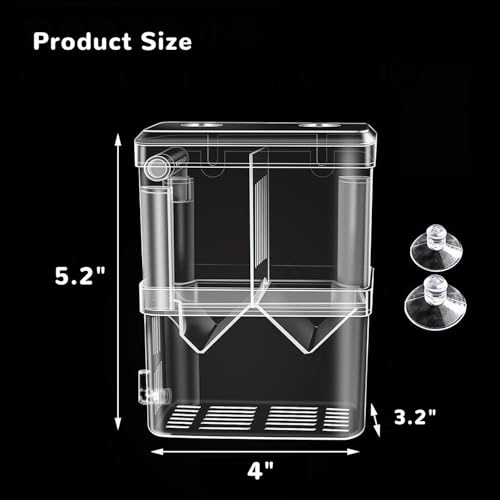 Mipukbay Aquarium Small Isolation Breeding Box, Acrylic Transparent Aquarium Breeder Box for Fish Fry Hatching, Shrimp Breeding, Betta, Guppy, Killifish, Clownfish, Suitable for Small Fish Tanks - size: Small