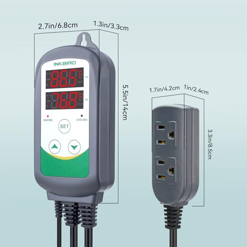 Inkbird Humidity Controller and Temperature Controller for Plant Grow Tent Greenhouse, for Humidifier and Dehumidifier, Heating and Cooling