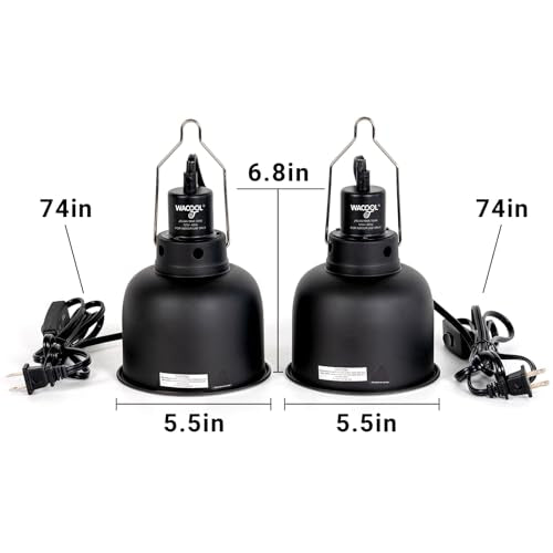 WACOOL TERRA Reptile Light Fixture 2 Pack, 5.5 in Deep Dome Reptile Heat Lamp Fixture, Optical Reflection Terrarium Light Fixture for Reptile UVB UVA Heat Basking Bulbs - style: 5.5 inch-2pack