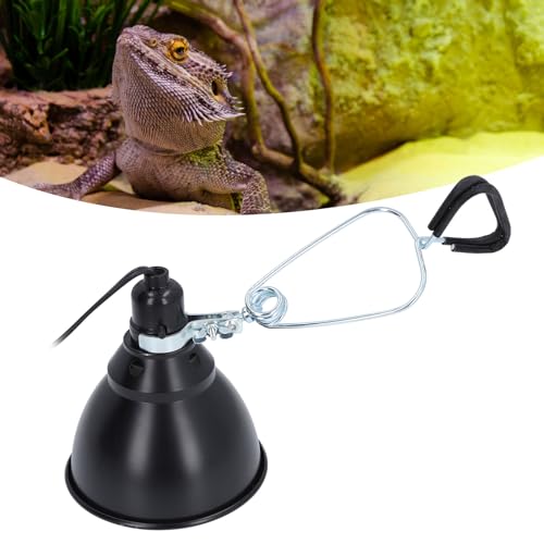 HEEPDD Reptile Heat Lamp Fixture, 250W Aluminum Reflector Dome with E27 Socket for UVA UVB Light, Ceramic Heat Emitter