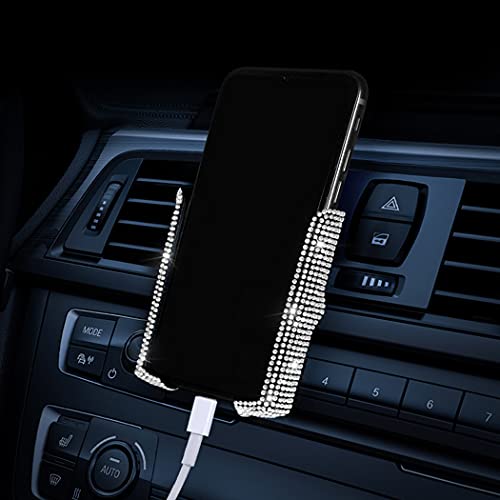 SUNCARACCL Bling Phone Holder for Car Vent, Diamond Cellphone Mount - color: White
