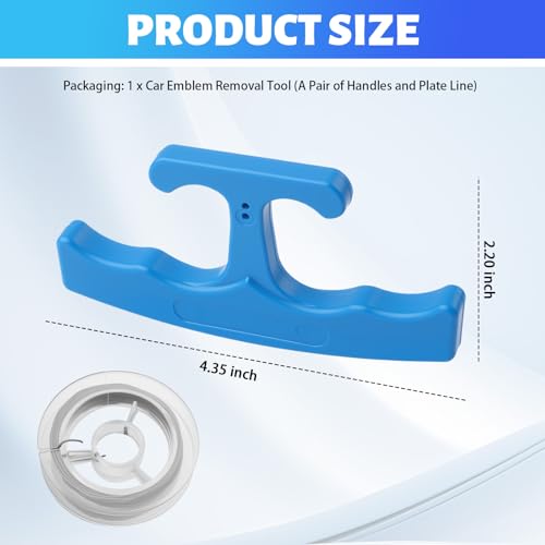 Car Emblem Removal Tool with 5M Nylon Plate Line,Portable Car Badges Removal Tool with Non-Slip Handle,Multi-Purpose Cars Wrap/Sticker Remover Tools for Nameplates & Logos - color: Blue