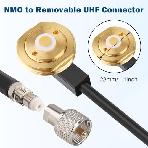 MOOKEERF NMO Antenna Cable,15FT Low Loss RG58 Coaxial CB Antenna Cable Extension with NMO and Removable UHF PL259 Male Connector for VHF/UHF/CB Radio - size: 15FT