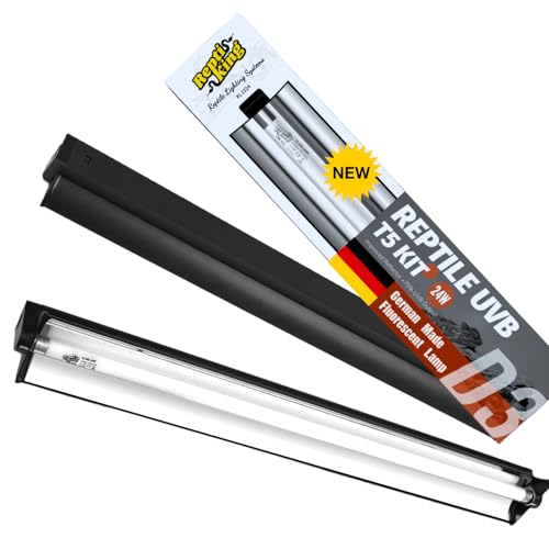 Upgraded T5 UVB Reptile Light, 10.0 UVB 24W German Made Fluorescent Lamp and Fixture Kit, for Desert-Dwelling Reptiles, Bearded Dragon UVB Lamp Bulb - size: 24W Reptile T5 UVB Light Kit