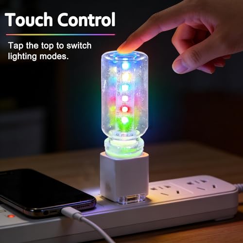 2PCS 7 Colors Car USB Lights,Mini Car USB Night Light Touch Dimmable Led Filament Lamp,Portable Glass Bottle USB Light Bulb for Vehicle,Bedroom,Hallway, Camping,Plug and Play