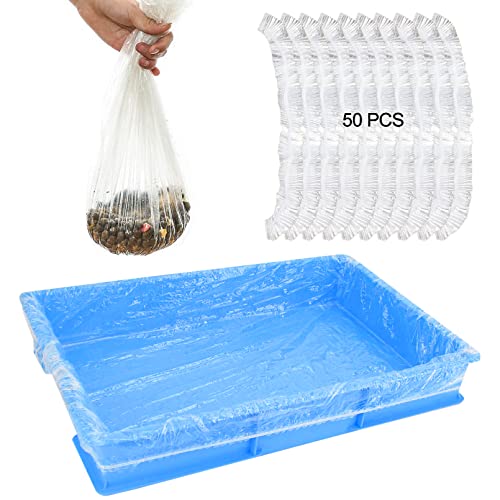 Fhiny 27.5'' x 19.7'' Disposable Guinea Pig Cage Liner, 50 PCS Plastic Rabbit Tray Liner Leak Proof Small Animal Litter Pan Bags Universal Hamster Cage Toilet Film for Bunny Chinchilla Hedgehog Bird - size: 27.5'' x 19.7''