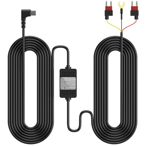 PATILWON Dash Cam Hardwire Kit USB C Port, 11.5ft Dashboard Camera Car Charger Cable 12V- 24V to 5V/3A Low Voltage Protection