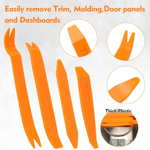 4Pcs Auto Door Clip Panel Trim Removal Tool Kits Thick Plastic Car Tools for Car Dash Radio Audio Installer Pry Tool with Paper Box