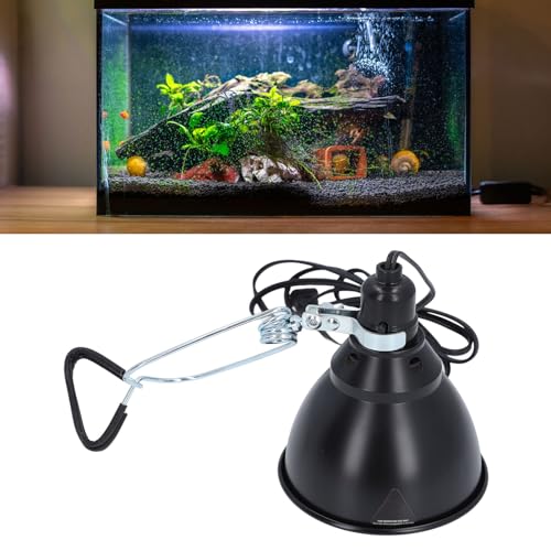 HEEPDD Reptile Heat Lamp Fixture, 250W Aluminum Reflector Dome with E27 Socket for UVA UVB Light, Ceramic Heat Emitter