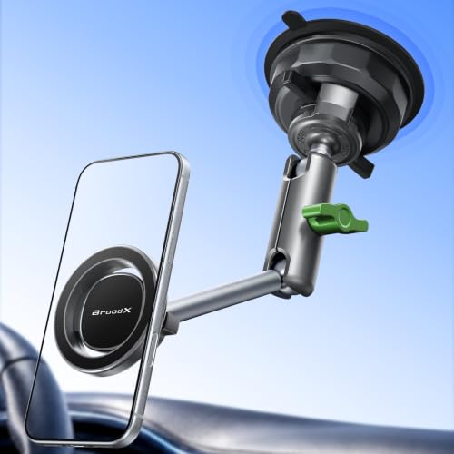 Broodx Magnetic Car Phone Holder, Windshield/Dash Metal Suction Cup Mount