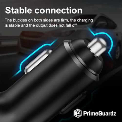 Prime Guardz 60W USB C Car Charger, Dual Port PD 3.0 Fast Charging Adapter, USB-C Power Delivery Car Charger