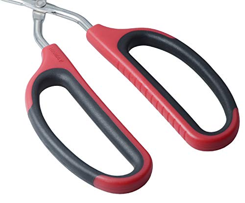HINMAY Extra Long Scissor Tongs 16-Inch Stainless Steel Barbecue Grilling Tongs - color: Red, size: 16"