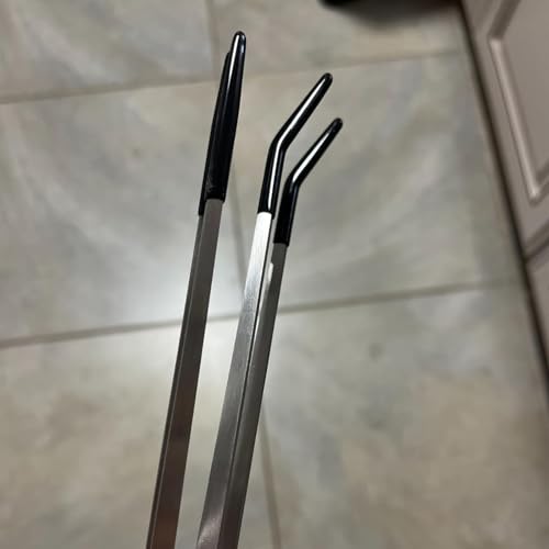 1set/2Piece Steel Reptiles Feeding Tongs Straight & Curved Long Tweezers with Nonslip Tip for Precise Handling Use Feeding Tongs with Rubber Tip