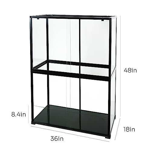 REPTIZOO 135 Gallon Glass Reptile Terrarium Tank, 36" x 18" x 48" Wide & Tall Reptile Terrarium, Chameleon Cage with Sliding Front Door Top Screen Ventilation, Easy Assembly - size: 36" x 18" x 48"