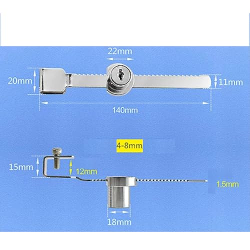 2Pcs Sliding Glass Door Ratchet Lock, Keyed Alike Showcase Display with Chrome Finish