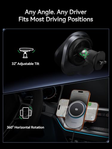 THREEKEY Magnetic Car Mount Charger Lite Qi2 25W Charging with TEC Cooling - color: Black
