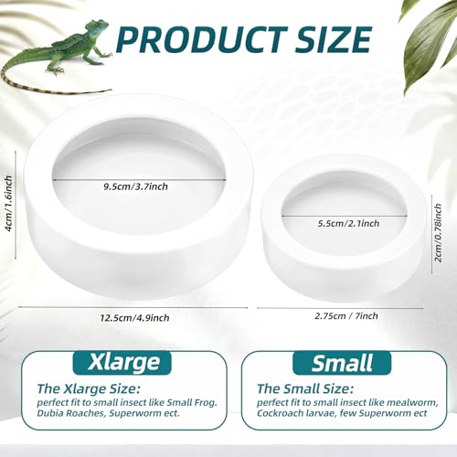 Meanplan 4 Pcs Reptile Bowl Food Dish Reptile Water Food Feeding Dish Ceramic Worm Pet Bowl Anti Escape Feeder for Lizard Anoles Chameleon Bearded Dragon Hermit Crab (4.92 Inch) - size: 4.92 Inch