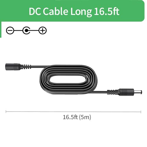 12V/24V DC Power Extension Cable 5.5mm x 2.1mm 10FT 2Pack, Black - size: 10FT