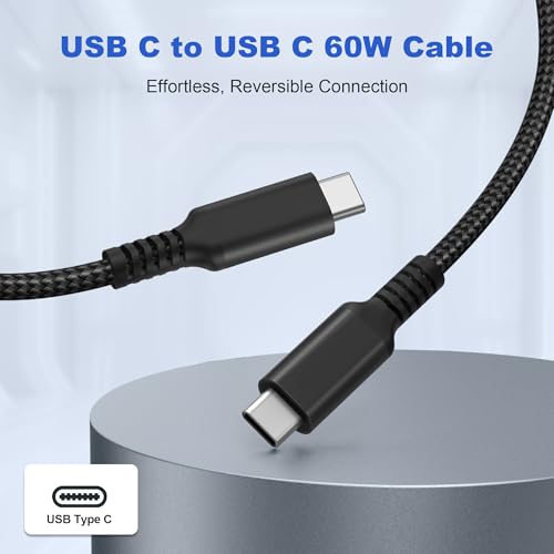 Basesailor USB C to USB C 60W Charging Cable 10FT 2Pack (Black) - color: Black, size: 10FT/3M