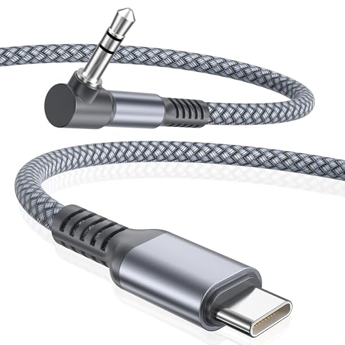 Elebase for iPhone 16 Aux Cable 6FT,USB C to 90 Degree 3.5MM Audio Adapter - color: Right Angle-Grey, size: 6ft/1.8m