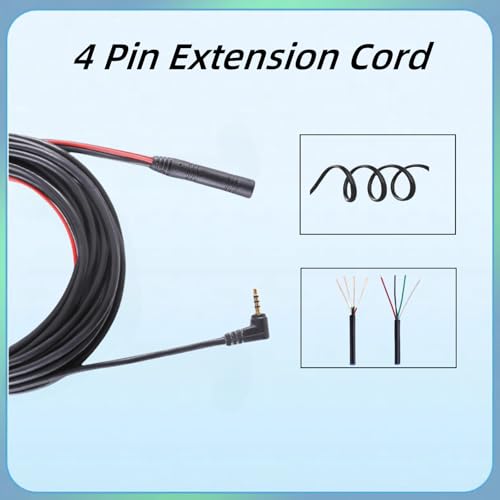 2.5mm to 4Pin Dash Cam Cable (6M/19.68Ft 4PIN), Car Rear View Camera Extension Cord for Dash Cam Carplay Screen Plug and Play Replacement Cable Support AHD1080P 720P Vehicle Backup Camera