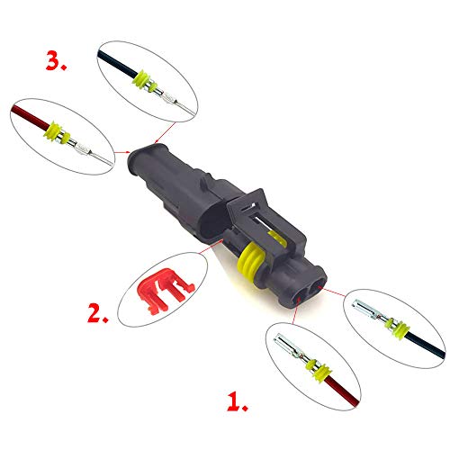 2 pin connector kit,car way Waterproof Connector, 10 Kit Auto Electrical Connectors Series Terminals for Car, Truck, Boat(2pin Connector) - size: 2Pin connector--10 kit