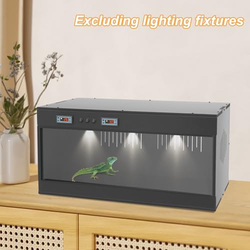 31.5*15.8*15.8 inches PVC Reptile Tank, Reptile Terrarium for Ball Python Bearded Dragon Snake Gecko, Reptile Terrarium Lounge Habitat with Glass Sliding Door & Top Screen Ventilation (Black) - color: Black