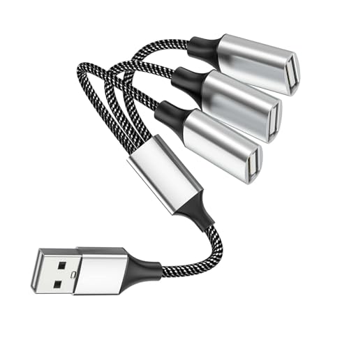 Fidioto USB Splitter Y Cable,USB 1 Male to 3 Female Extension Cord Connector, Three USB Port Extender Hub,Data&Charger Power Split Adapter for Mac,Laptop,PC,Xbox One Series X/S,PS4,PS5 - style: 1 in 3 out-20cm