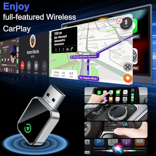 Wireless CarPlay Adapter for iPhone [2025 Upgraded], Plug & Play, Mini Size, Converts Wired to Wireless Apple CarPlay,No Delay Carplay Dongle for Apple iOS 10+/Android 11+ and Above