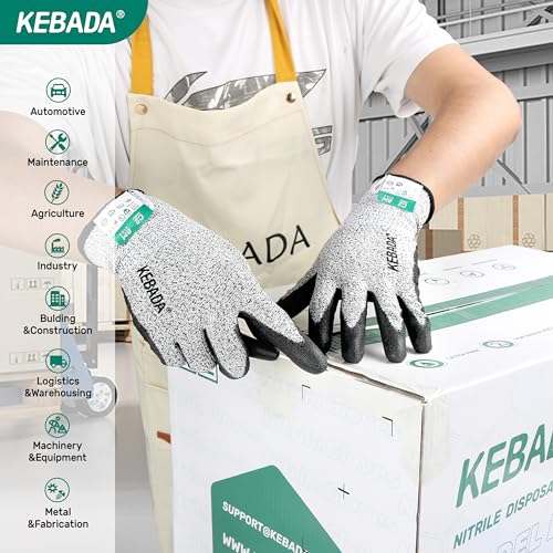 Kebada Cut Resistant Gloves, ANSI A2 Cutting Glove, PU Coated, Touchscreen, Multi-Purpose Model C2, 3 Pairs, X-Large - color: Grey(3 Pairs), size: 10/X-Large
