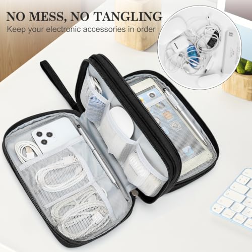 FYY Electronic Organizer, Travel Tech Pouch Bag, Large, Black - color: Black, size: 9.1 x 5.9 x 3.15 inches
