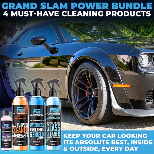 Grand Slam 4-Pack Includes Waterless Car Wash Spray + Instant Car Scratch Remover Repair + Streak Free Window and Glass Cleaner + All Purpose Cleaner for Auto Detailing, 2 Microfiber Towels - color: Grand Slam 4-Pack