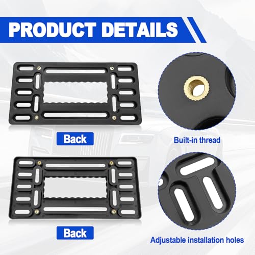 Front License Plate Mounting Kit, No Drill Front Plate Mount, Universal Car Tag Adapter with Anti Theft Stainless Steel Screw Bolt Caps