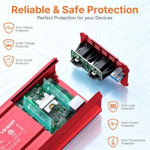400W Car Power Inverter, DC 12V to AC 110V, PD3.0 QC18W 2 Outlets Dual USB - color: Red-30