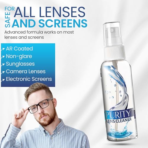 Purity Eyeglass Lens Cleaner Kit - 3 x 1oz Spray + 2 Microfiber Cloths - style: 5 Piece Set - 3 (1oz Lens Spray) + 2 (Microfiber Cloth)