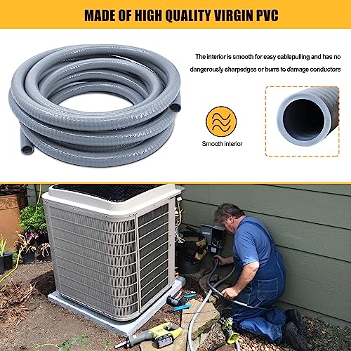 Liquid-Tight Conduit, 1-1/4 inch 25 Foot Flexible Non Metallic Electrical Conduit and Connector Kit,With 4 Straight and 2 Angle Fittings - size: 1-1/4inch 25FT