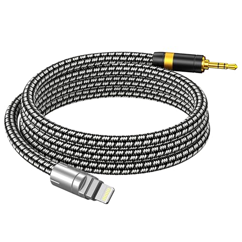 Lighting to 3.5mm Audio Cord 9.8FT, Audiophile Lighting to 1/8 Inch Aux Audio Cable Headphone Jack Adapter Male Aux Stereo Audio Cable Compatible for iPhone 14/13/12/11/XR/X/8/7 - size: 9.8ft, style: Lightning to 3.5mm