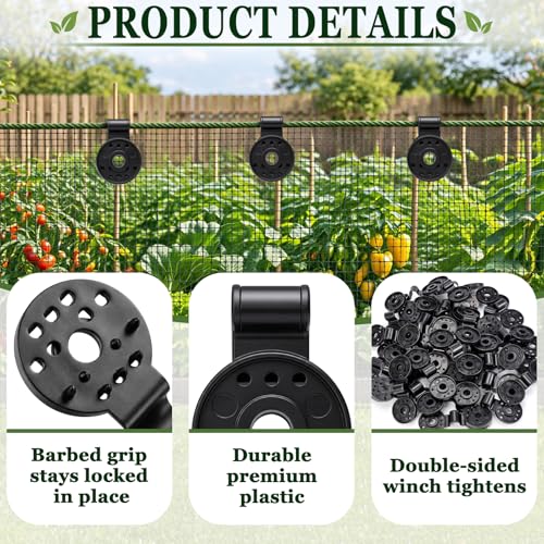 40 PCS Shade Cloth Clips, Plastic Shade Net Clips for Mesh or Thin Shade Fabric, Round Black Clips for Mesh Tarp, Bird Netting, Garden Netting and Sun Shade Cover