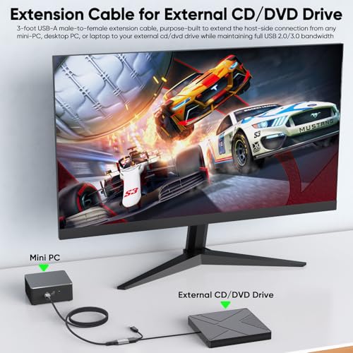USB Extension Cable 3ft Pack of 2, USB-A 3.0 5Gbps Data Transfer 15W Charge
