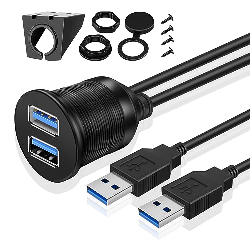 TNP Dual USB 3.0 Flush Panel Mount Extension Cable for Car Dash, 3 FT - size: 2 Ports USB3.0 (3 Feet)